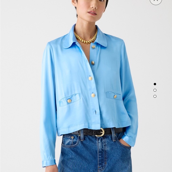 NWT J. Crew Lady shirt-jacket in luster crepe in Ivory - Picture 2 of 8